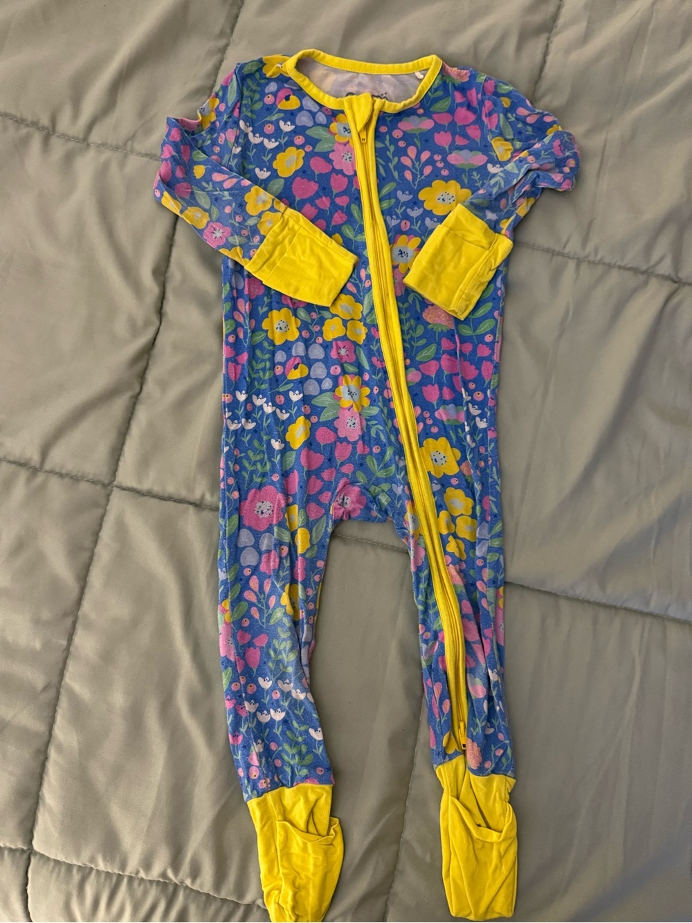 Posh Kids Floral Blue Pink Yellow Footie